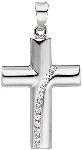 Jobo Damen-Anhänger Kreuz aus 925 Sterling Silber mit 12 Zirkonia