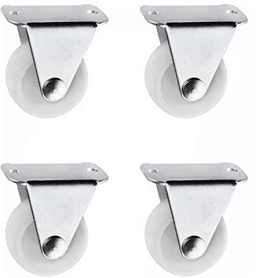 4 Pieces 1.25 Inch Fixed Caster Wheels PP Plastic Rigid Non-Swivel Single Wheel Metal Fixed Plate Chair Trolley Rolling Casters