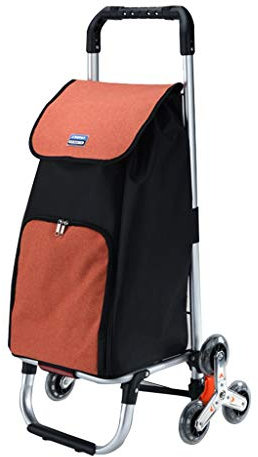 Carro de la Compra de escaleras para Subir/Carro Plegable, aleación de Aluminio, Bolsa de Lona 44L, para Viajes de Negocios en casa (Naranja)