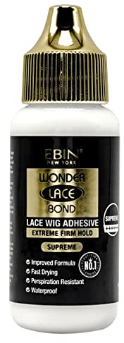 EBIN NEW YORK Wonder Lace Bond Supreme Hold Lace Wig Glue 34 ml Supreme, Maximum Strength, Waterproof, Quick Drying, Latex Free, Long-Lasting Invisible Wig Adhesive for Professional Use