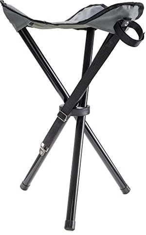 Stagecaptain Taburete Plegable De Tres Patas TP-345 GY - Asiento Ultraligero para Llevar - Soporta hasta 90 kg - Ideal para Camping, Pescadores, Senderistas Y Uso Exterior General - Gris