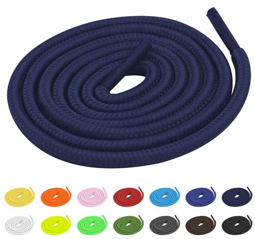 TBOC Cordones Zapatillas Deporte Redondos Cordones Azul Marino Zapatillas [90 cm] Zapatos Botas Militares Cordon Triatlon [5mm] Compatibles con Converse Altas Nike Adidas Panama Jack Timberland