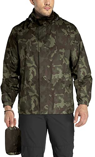 33,000ft Veste de pluie pliable avec capuche rangeable, légère et imperméable, coupe-vent, pour activité en plein air, pour homme