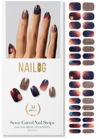 NAILOG Halvtorkade Gel-Nagelklistermärken 34st Gel-Nagelklistermärken - Milky Way