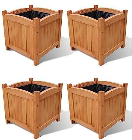 WHOPBXGAD Aiuole da esterno Cassette porta piante multifunzionali Letti Rialzati da Giardino 4 pz 30x30x30 cmPer piante, ortaggi e giardinaggio all'aperto