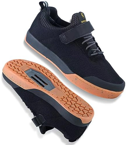 SANDUGO Herren Mountainbike Schuhe Elastischer Verschluss für leichte, wasserdichte, atmungsaktive MTB Schuhe Schwarz 45