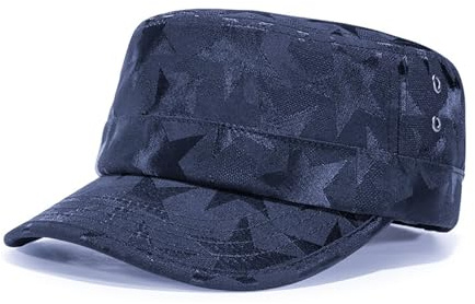QOHNK Unisex kadett armékeps militär platt topp keps tvättad bomull kadett keps hatt, för män kvinnor justerbar baseballkeps, BLÅ, 6