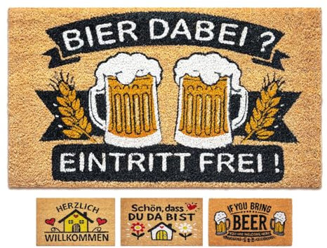 LUA VIKA Fußmatte Kokos Lustig - Bier - 40x70 cm - Fussmatte Aussen und Innen - Fussmatten Haustür - Türmatte Außen - Fußmatten - Kokosmatte Fußmatte