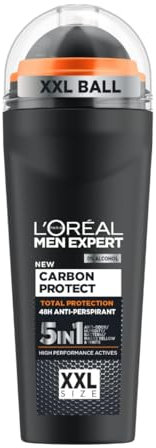L'Oréal Men Expert Carbon Protect Desodorante Para Hombre Roll-On Anti-transpirante 4 en 1 Protección Total 48h XXL 100ml