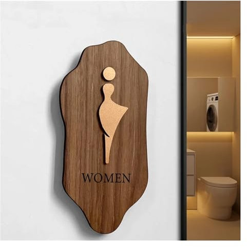 Cartel wc Señalización de madera for inodoro, señalización de baño for hombres y mujeres, WC de Hotel, pegatina de pared for inodoro, señal de instrucciones for baño, decoración del hogar universal(2,
