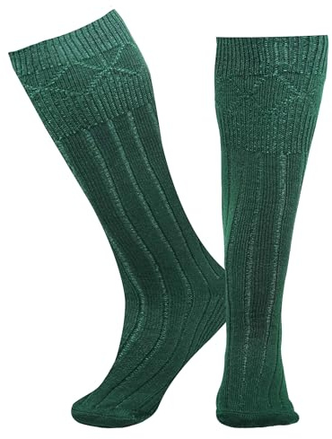Kilt Hose for men, Traditional Scottish Socks for Kilts Pull Up To Cuff Over Your Hose Flashes, Casual Leg Warmer (US, Alpha,Medium,GREEN)