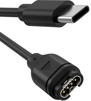 USB C-laddare, kompatibel med Garmin Vivoactive 5/Vivoactive 4/Vivoactive 3/Venu/Venu 2s/Venu 3s/Venu 3/Forerunner 255/Forerunner 55/Forerunner 245 Music, laddningskabel, för Venu 3s (100 cm)