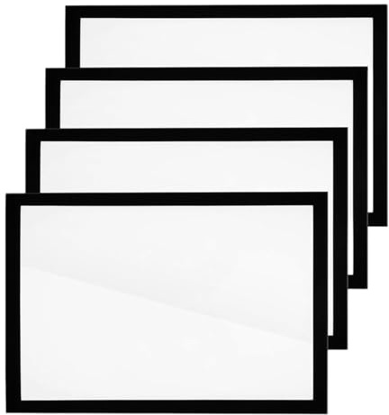 4Pcs A4 Magnetic Photo Frames, Black Self-Adhesive Display Frames for Posters, Certificates, and Artwork