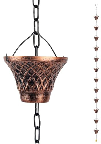 Catene da pioggia per esterni, adattatore di scarico in rame da 2,7 m, 12 tazze, per casa, giardino, gazebo, tettoia, alberi