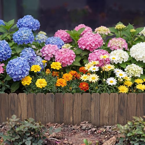 Wieghda Garden Wooden Fence Edging, Burnt Wood Finish, Fir Wood,Outdoor Lawn Landscape Border (3, 7.87 Height)
