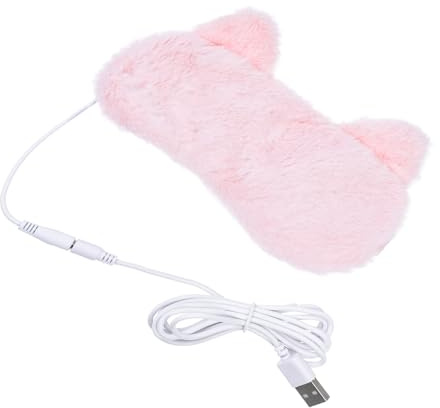 WRITWAA Máscara para Ojos 3d Calefacción Usb, Antifaz de Franela y Pp para Aliviar Fatiga, Compresa Térmica Portátil Adecuado Antes de Dormir Viajes