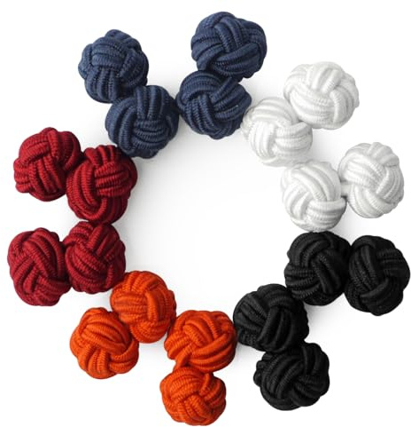 HONEY BEAR 5 Paia Seta Tessuto Nodo Gemelli Set per Uomo Donna Camicia Abito Accessori Decorazione(Rotondo 10 senza scatola)