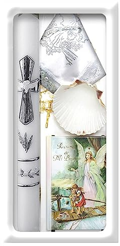 Lito Baptism Candle Set Kit for Christenings with Shell and Favors - Spanish (Green)