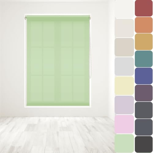 Straight Edge Dim-Out Roller Blind - Easy Fit Home Office - 210cm Width x 160cm Width Drop - Lime Green