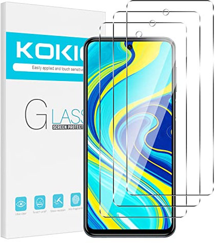 Kokio [3 Piezas Protector de Pantalla para Xiaomi Redmi Note 9S/ 9 Pro/ 9 Pro Max/Xiaomi Poco X3 NFC/ X3 Pro 6.67 Cristal Vidrio Templado 9H Dureza,Ultra HD,Antiarañazos,Sin Burbujas,AntihuellaS