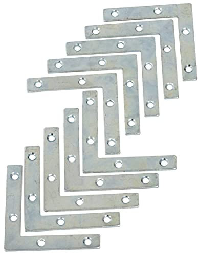 AERZETIX - C58813 - Set di 10 Staffe di montaggio e fissaggio piatte 60x60x10x2mm - staffa di telaio - struttura legno porta finestra - in acciaio zincato