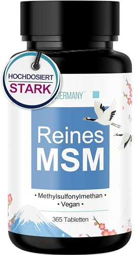 MSM Vegan 2000mg + 365 laborgeprüfte Tabletten [HOCHDOSIERT] Kompakteres MSM Pulver als bei Kapseln - Vegan und ohne Zusätze in Deutschland abgepackt