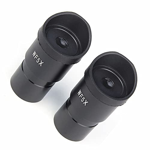 Lab Microscope Accessories Microscope Eyepieces 2 PCS Stereo Microscope 5X Wide Angle Eyepiece with Eye Cups Mounting Size 30mm 30.5mm WF5X (Size : 30.5mm)