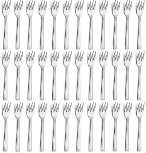 Hunnycook forchettine da dolce Argento 36 pezzi, forchette acciaio inox 15cm, Forchette per dolci, lavabili in lavastoviglie