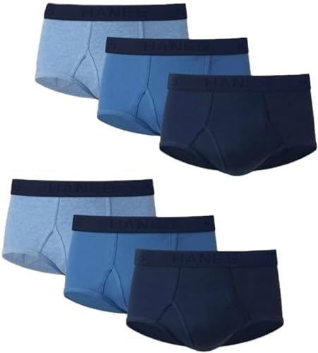 Hanes Men's Tagless Cotton Brief (Pack of 6), Blue Assorted, Medium, Blue Assorted, M