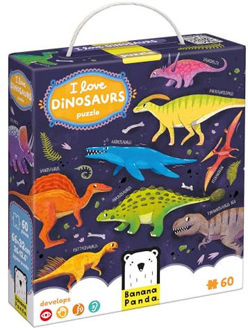 I Love Dinosaurs Puzzle 4+, 60 Pieces Learning Puzzle for Children 4+, Floor Puzzle Dinosaur