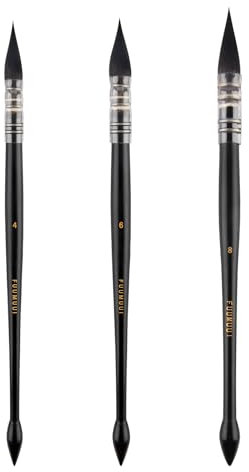 3PCS Squirrel Hair Watercolour Brushes Size 4, 6, 8, Professional Mop Round Fine Tip Detail Artist Paintbrush for Acrylic Painting, Watercolor, Gouache, Fine Detailing