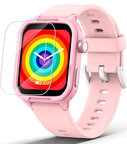 JOYELE Smart Watch for Kids, Tempered Glass Fitness Sport Watch Boy Girls Teens with 19 Sport Modes, Pedometer, Sleep Monitor, Kids Watch Birthday Gifts Toy Gift for Girls Boys 6-16 (Pink)