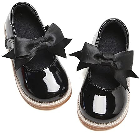 Kiderence Flache Abendschuhe für Mädchen, Schul-Oxford-Schuhe, Marry Jane (Kleinkind/Kleinkinder) Schwarz 24