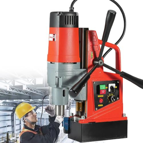 Trapano a Colonna Magnetico Portatile 1350W, Diametro Di Foratura 16mm/0,6, 11500N 600Giri/Min Maschiatura Avanti E Indietro, Trapano Elettrico per Superfici Metalliche E Lavori Di Ristrutturazione