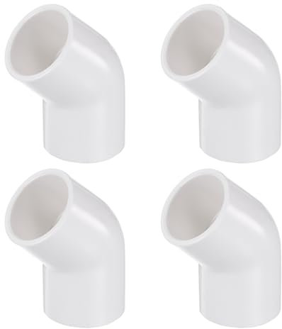 sourcing map 4pcs 45 Degree Elbow Pipe Fittings 1/2 2 Way PVC Furniture Grade Corner Connectors Angle Elbow Side Outlet for Sewer Plumbing Drain Pipe Water Supplies Build Garden, White
