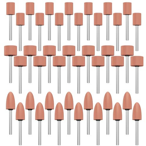 Labmilon 42 Piezas Juego de Accesorios de Piedra de Amolar, Cabezal de Pulido de Piedra Abrasiva con Vástago de 3 mm, Juego de Puntas Abrasivas de Corindón, para Esmerilar, Pulir, Desbarbar Metal