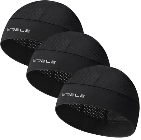 WRELS 3 Pieces Cooling Helmet Liner Skull Cap for Men Women,Sweat Wicking Cycling Running Head Cap Sports Hat for Outdoors