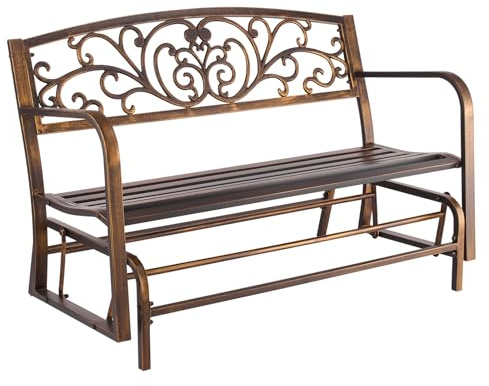 VEVOR Banc de Jardin, 127 cm, Banquette d'extérieur en Acier Carbone avec Dossier en Fonte et accoudoirs à Bords arrondis, Banc extérieur résistant aux intempéries pour terrasse, Parc, Bronze Antique
