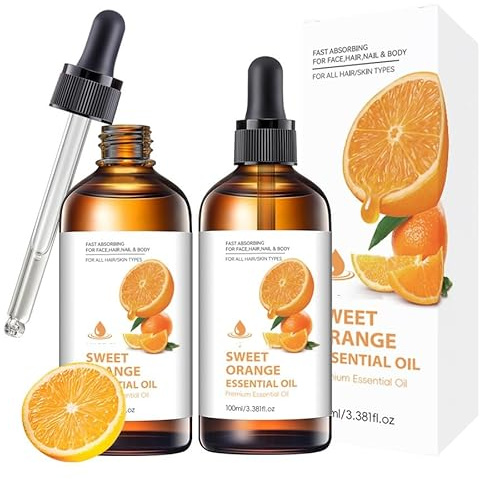 2 Stück Orangen-Gesichtsöl – feuchtigkeitsspendendes, straffendes Vitamin C-Öl, Orangenöl für Diffusor, Gesicht, Hautpflege, Aromatherapie, Haarpflege, Kopfhaut und Körpermassage, Anti-Aging