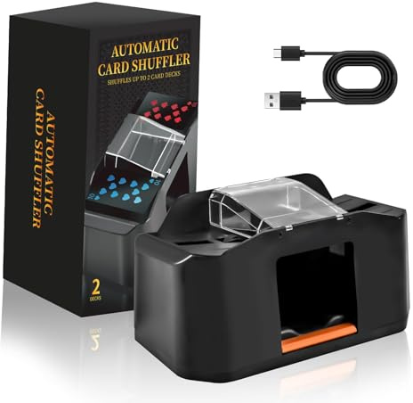 Automatic Card Shuffler,Card Shuffler 2 Deck Rechargeable,Low Noise Card Shuffle Machine,Built-in Gameplays，Battery-Operated Electric Shuffler for Poker, UNO, Skip-Bo，Texas Hold'em