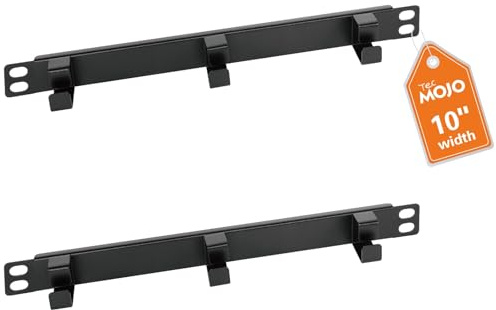 Tecmojo 10 Pulgadas 0,5U Gestión de Cables Horizontal con 3 Anillas en D, Organizador de Cables para Montaje en Rack de Metal para Armarios de Servidores y Armarios de Red de 10, 2 Unidades, Negro