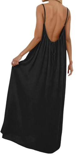 Vestidos de tirantes sin espalda para mujer 2026, vestidos de playa bohemios veraniegos con espalda abierta, elegantes vestidos casuales de línea A con escote profundo y lazos en la espalda