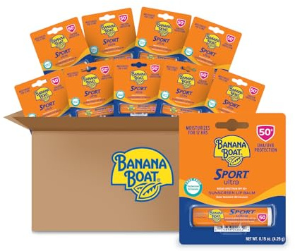 Banana Boat Sport Ultra SPF 50 Lip Sunscreen Bulk Pack | SPF Lip Balm, Oxybenzone Free, Travel Sunblock, Travel Size Sunscreen for Lips, 10 Pack