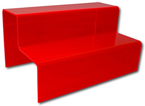 EPOSGEAR Fluorescent Two Step Tier Transparent Coloured Acrylic Plastic Retail Riser Counter Display Stands - Perfect for Shops, Stalls, Ornaments, Models etc (Mars Red, Large Wide)