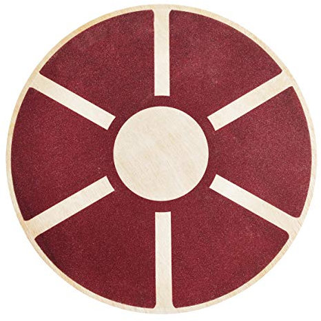 Signature Fitness Rutschfestes Holz Wobble Balance Board Core Trainer 39,5cm Durchmesser mit 360 Drehung für Stabilitätstraining, Rot