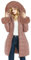 Geschallino Doudoune en Cuir pour Femme, Manteau Long Matelassé à Bulles Tendance avec col Amovible en Fausse Fourrure SS804 Rose L