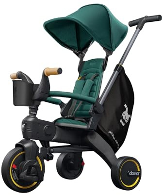 DOONA Liki Baby Trike S5 - Deluxe Foldable Toddler Tricycle with parent handle for ages 10 Months to 3 Years - Racing Green