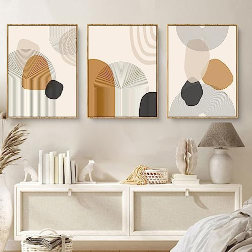 Herfair 3er Poster Set Premium Wandbilder Abstrakt Bilder Set Kunst Line Leinwandbilder Aesthetic Bilder Kunstdrucke Schlafzimmer Wohnzimmer Deko, Ohne Rahmen (Stil A,30x40cm)