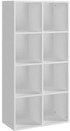 Panana Wooden Bookcase Book Shelf Display Storage Cube Unit With 6/7/8 Compartments for Living Room Bedroom Furniture (White, 8 Cube)