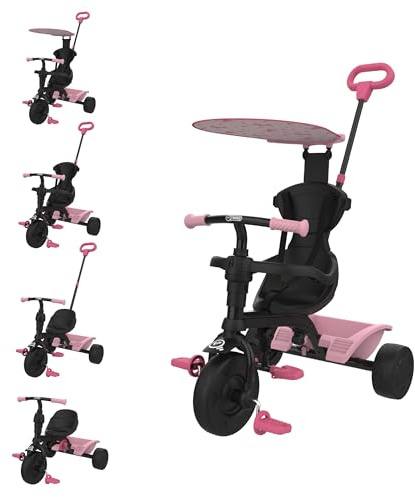 TP Toys - 707 - Tricycle 4 en 1, Rêve de Licorne, Tricycle Évolutif et Réglable pour Enfants de 10 à 36 Mois - Rose